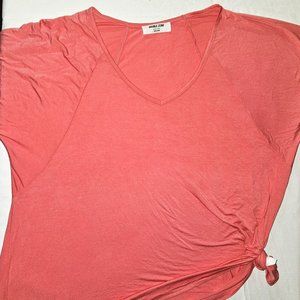 Double Zero Coral/Pink Tie Up Womens Shirt Lovely Large